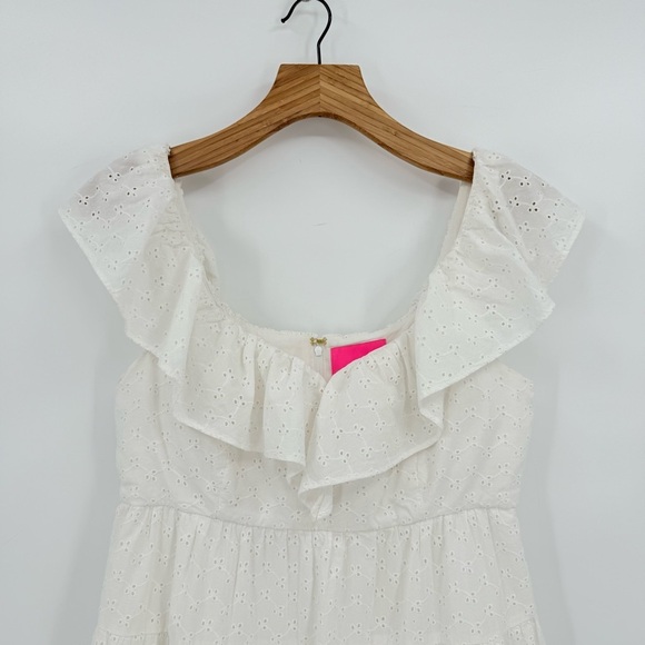 Lilly Pulitzer Emie Babydoll Ruffle Eyelet Dress in White Size 8 - Picture 5 of 14